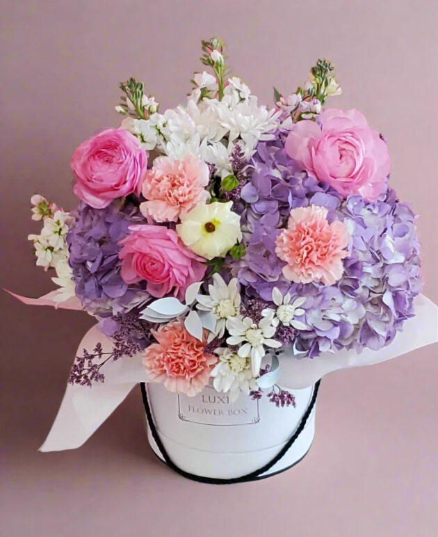 "Blissful Bloom" Flower Box   Ranunculus, Carnation, Hydrangea